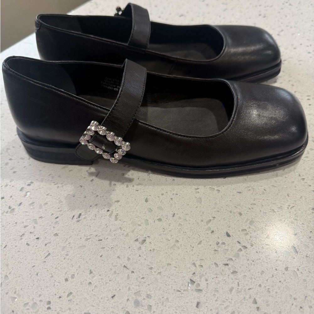 Free People Rumor Diamanté Black Mary Jane Flats Rhinestone Buckle Accent 6.5 - Picture 11 of 13